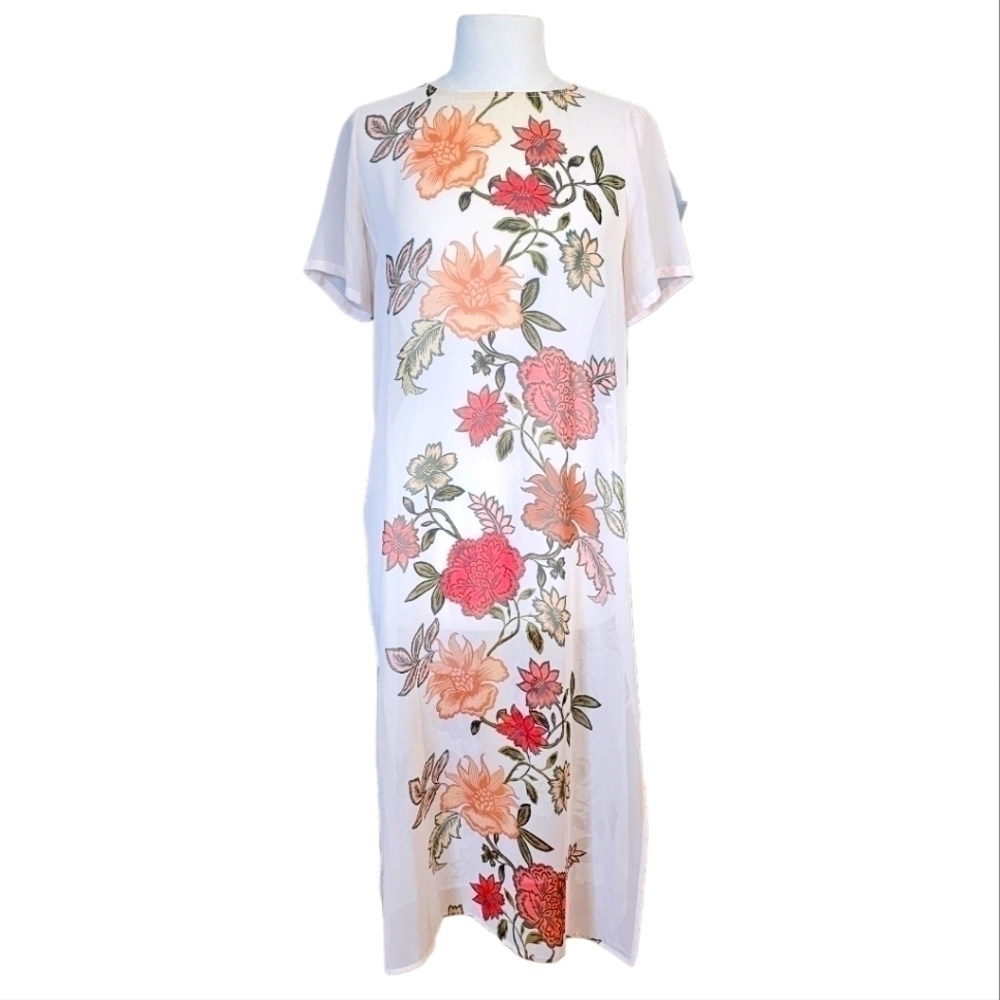 Vince Camuto Sheer Floral Maxi Coverup Size Small